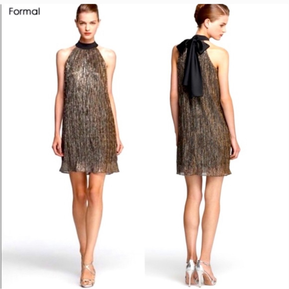 NWT Laundry by Shelli Segal Gold & Silver Shift Dress Sz 4